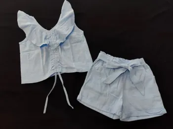 Ensemble bleu loévia 8 ans top blouse short