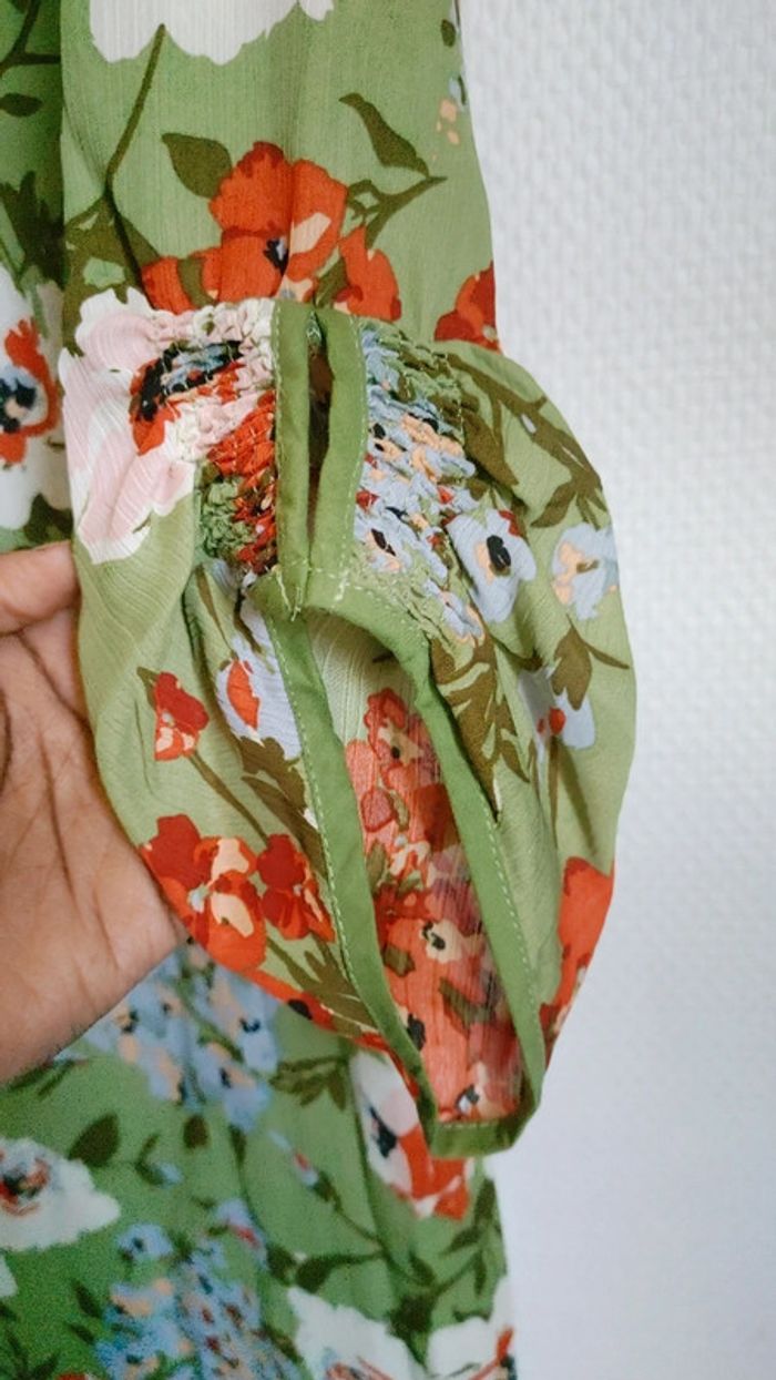 Magnifique robe verte orange fleurie neuf - photo numéro 6