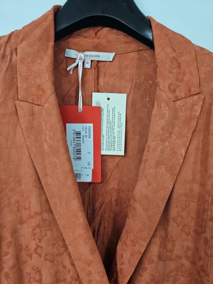 Veste blazer La Fée Maraboutée - Orange rouille – Taille 36 – Neuve avec étiquette - photo numéro 2