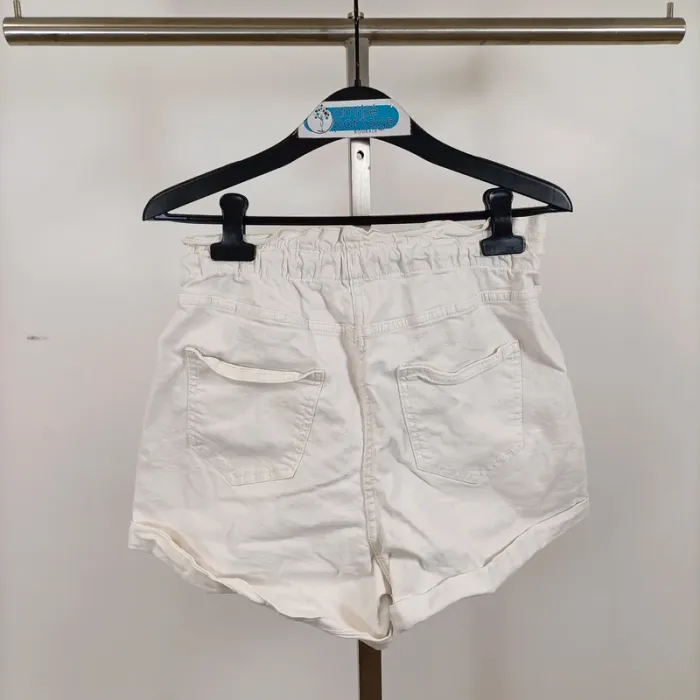 Short blanc taille haute à cordon – effet coton texturé – taille 38 A1032 - photo numéro 6