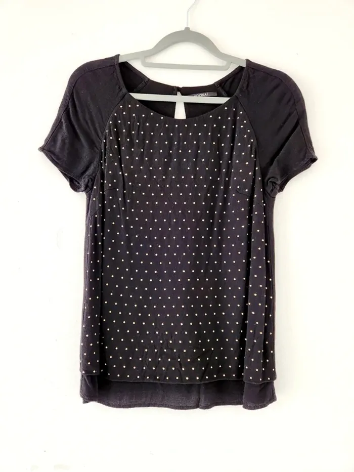 🖤 Haut KOOKAÏ noir à strass dorés – Taille 34 🖤