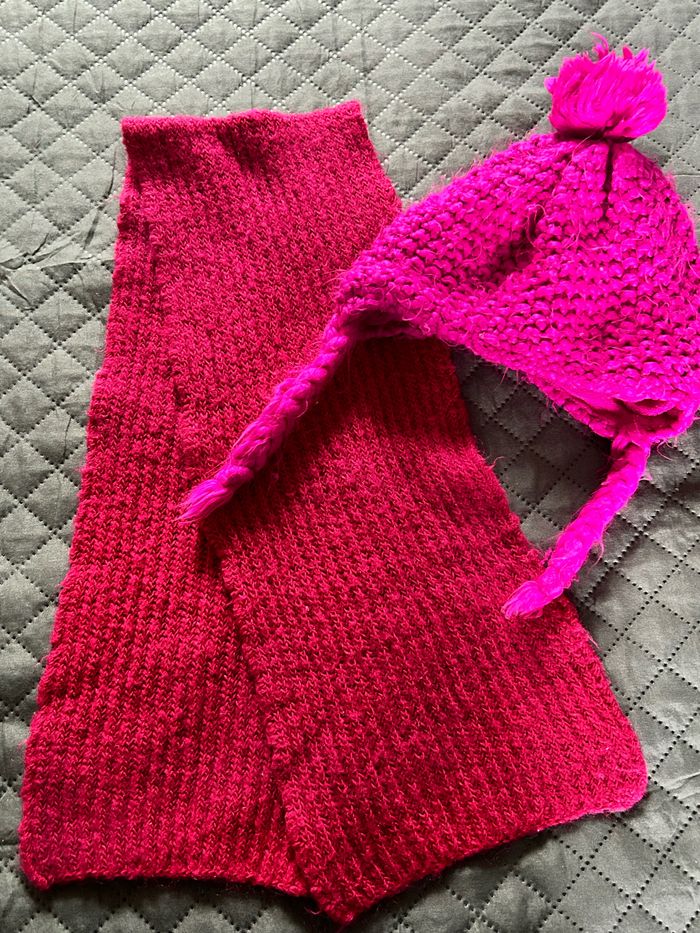 Ensemble bonnet écharpe fille