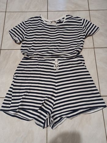 Combi-short bleu marine/blanc H&M