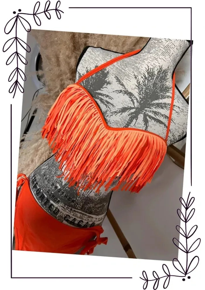 Bikini orange à frange - photo numéro 2