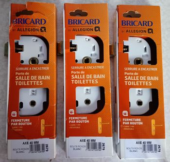 Bricard 2679 Serrure à encastrer axe 40 mm Porte de Salle de Bains et Toilettes