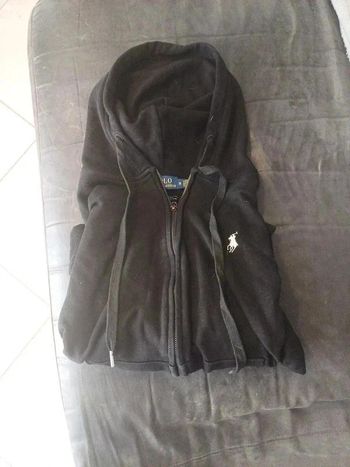 Sweat à capuche zippé Ralph Lauren noir taille M logo brodé blanc
