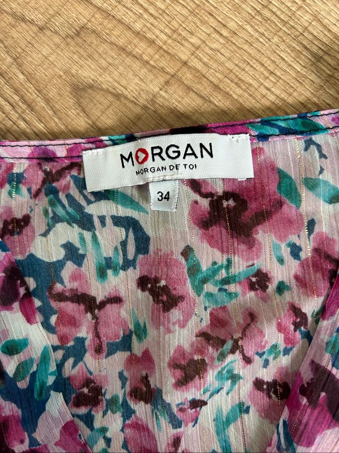 Blouse courte fleurie à manches courtes Morgan taille 34 jamais portée - photo numéro 9