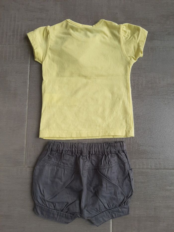 Tee shirt manche courte + short bébé fille 6 mois - photo numéro 3