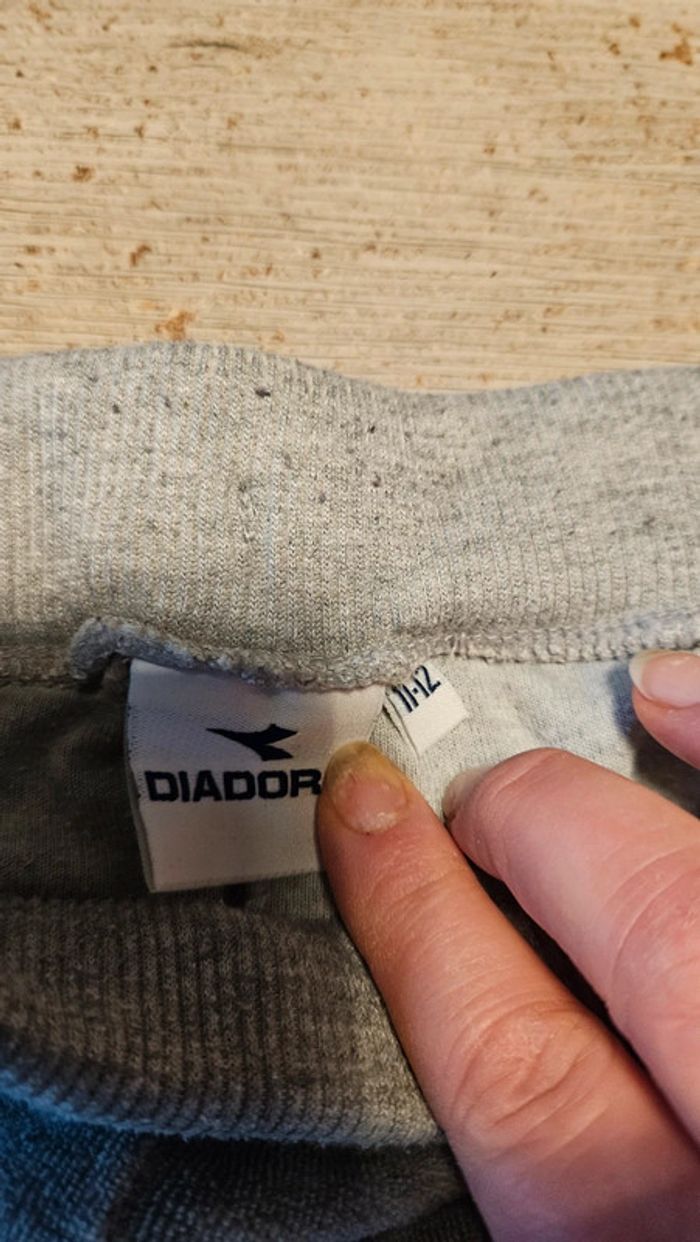 Pantalon de training en velour, pattes d elephant, gris clair, Diadora, 11/12 ans, nickel - photo numéro 6