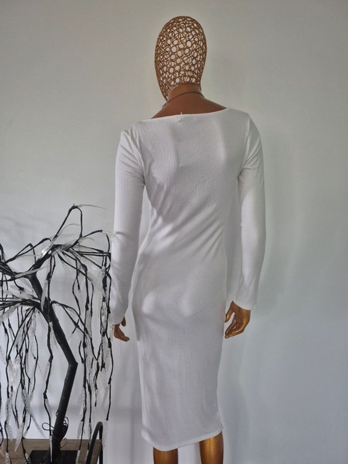 Robe Longue Blanche Manches Longues Femme Taille L/40 - photo numéro 2