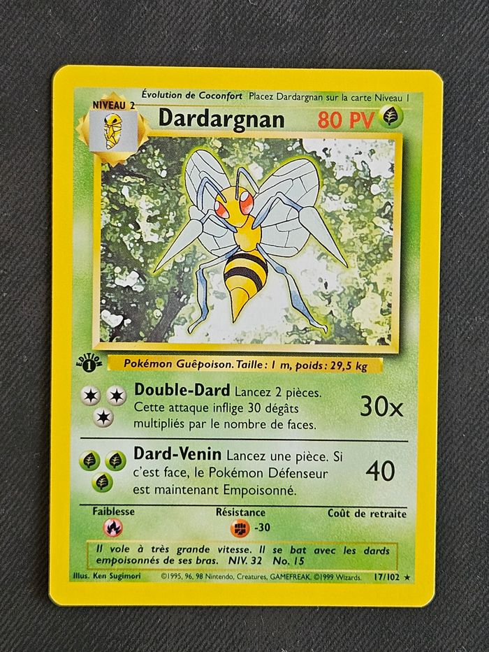 Carte Pokemon Dardargnan Set de base 17/102 1ère Edition - photo numéro 1