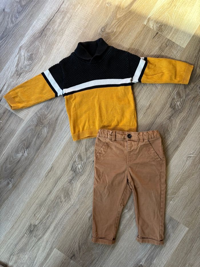 Ensemble pull + pantalon chino garçon taille 12 mois - photo numéro 2