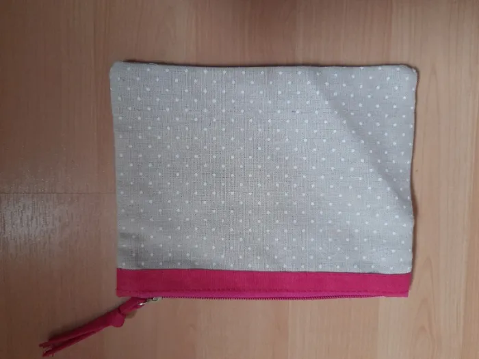 Petite Pochette Zippée - Tissu Pois & Rose - Multiusage