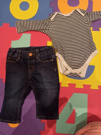 Lot Jean body manche longue 6 mois