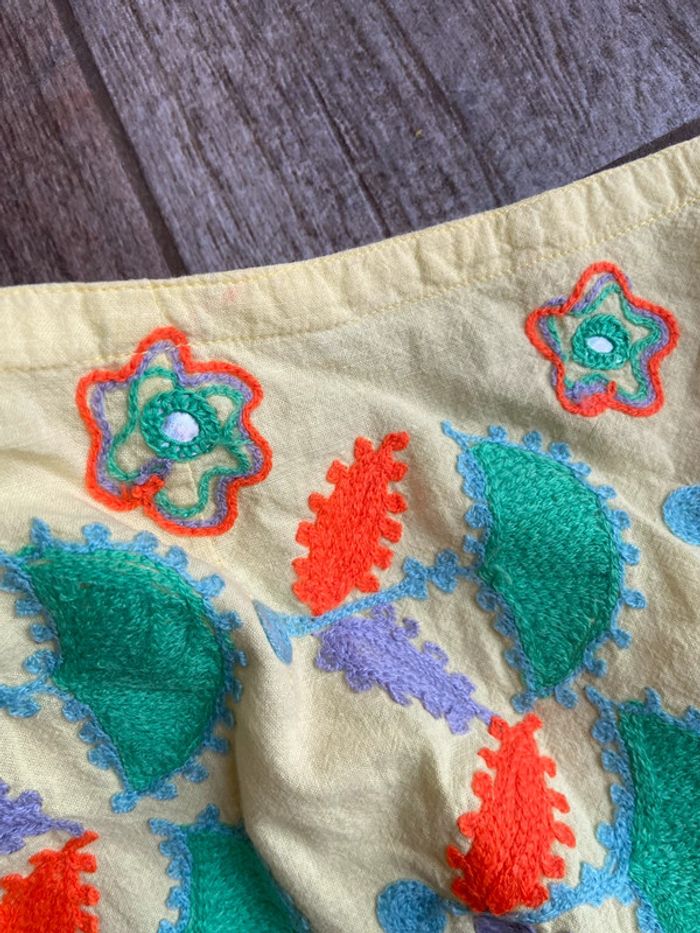 Mini jupe d’été à volants vintage jaune avec broderies - photo numéro 4
