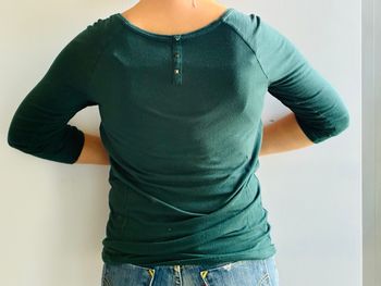 T-shirt femme vert manches 3/4