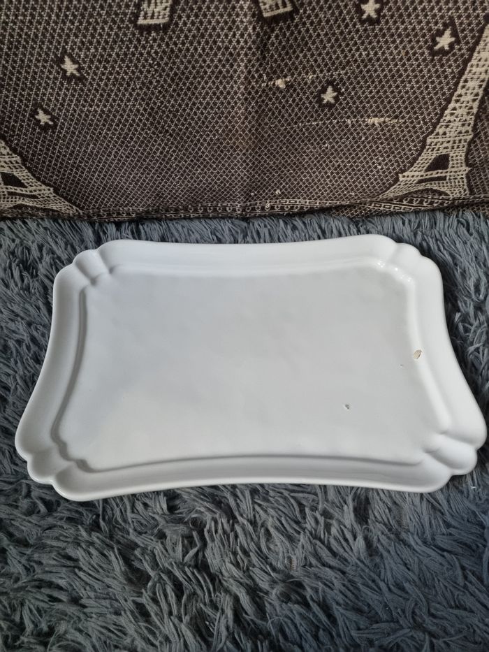 Lot 2 plats blanc rectangulaire vintage - photo numéro 6