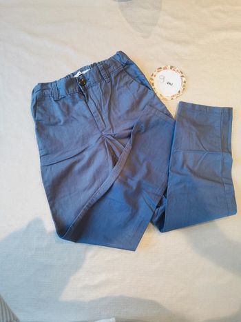 Pantalon toile type chino 8 ans bleu moyen