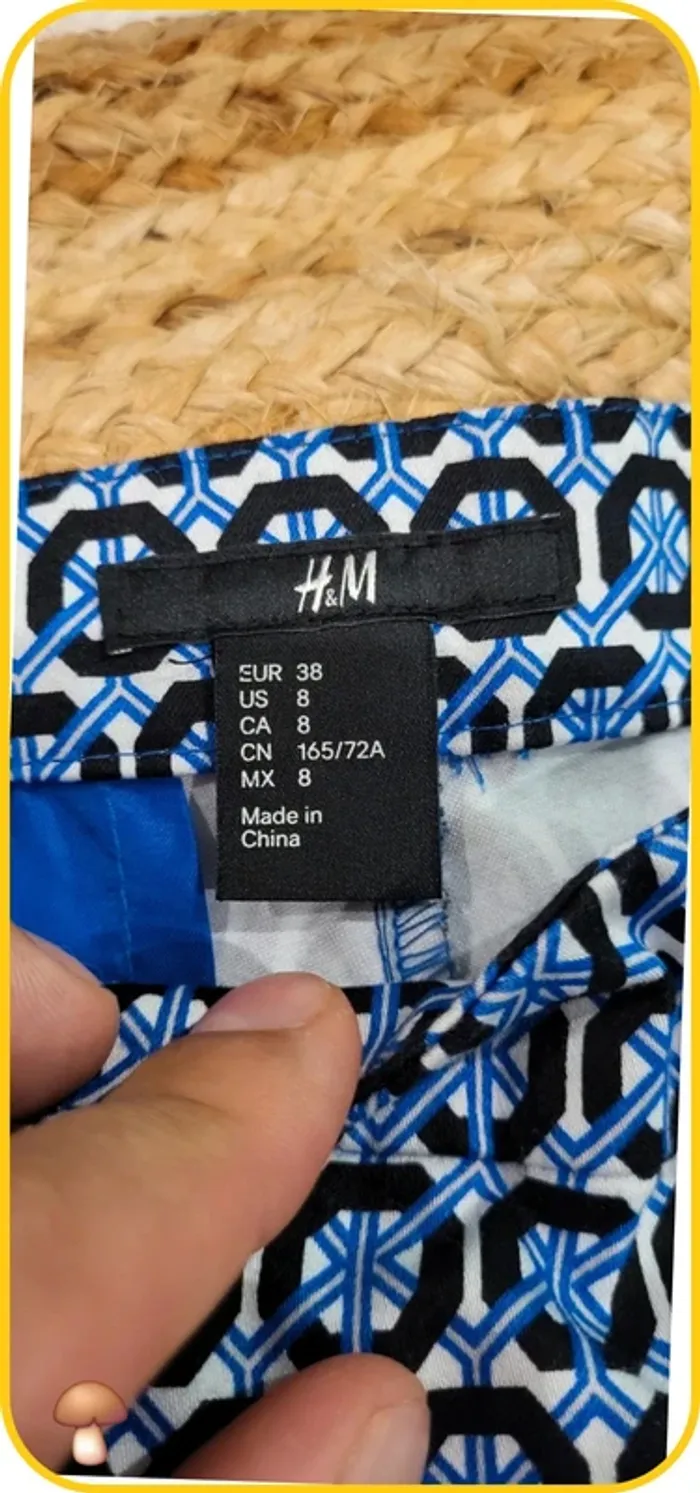 Pantalon imprimé géométrique - H&M – Taille 38 - Femme - Très bon état- Bleu/Noir/Blanc - photo numéro 4