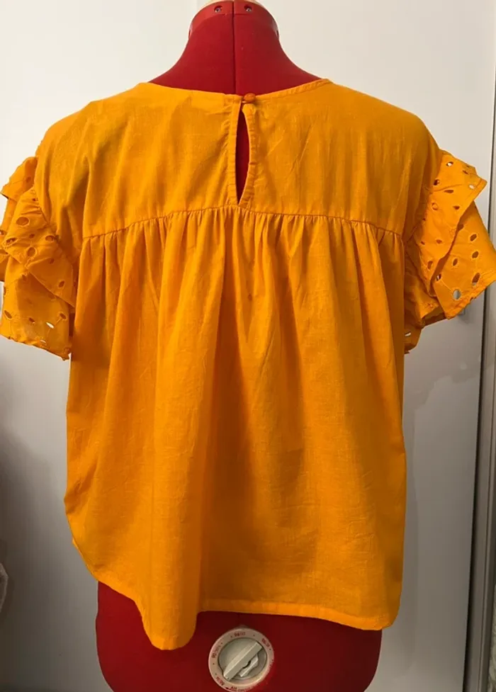 Blouse manches courtes orange dentelle Mim - photo numéro 4