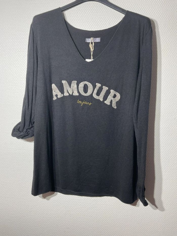 Pull « amour toujours » femme taille unique (36-40)- just me - neuf avec étiquette