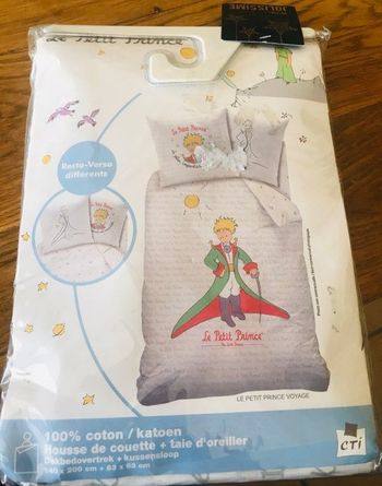 Neuve housse de couette et taie d’oreiller coton le petit prince saint exupery 140x200