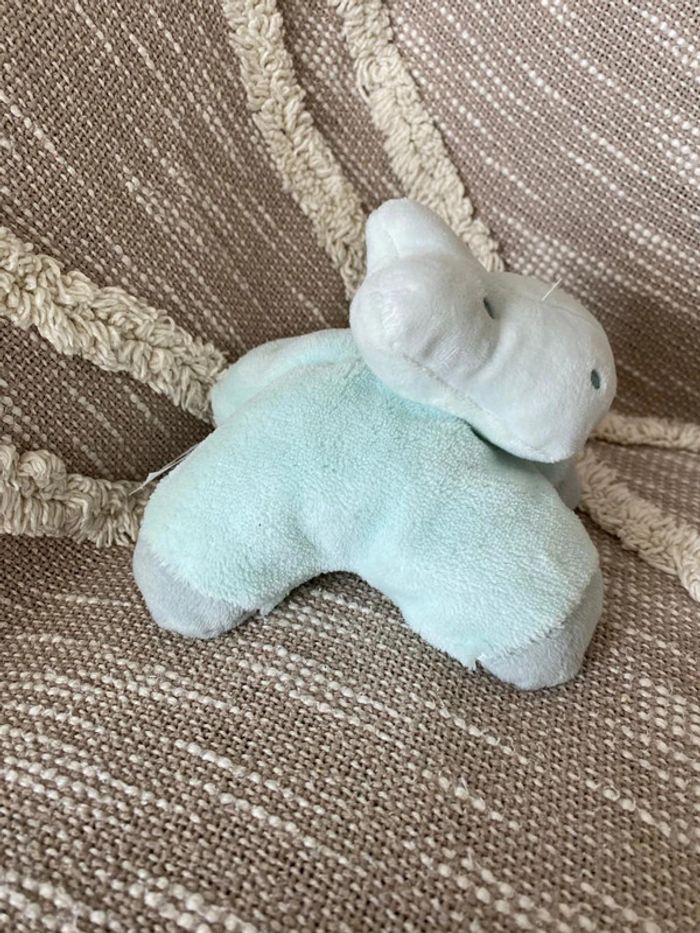 Peluche Doudou 13cm nattou hippopotame bleu parfait état - photo numéro 2