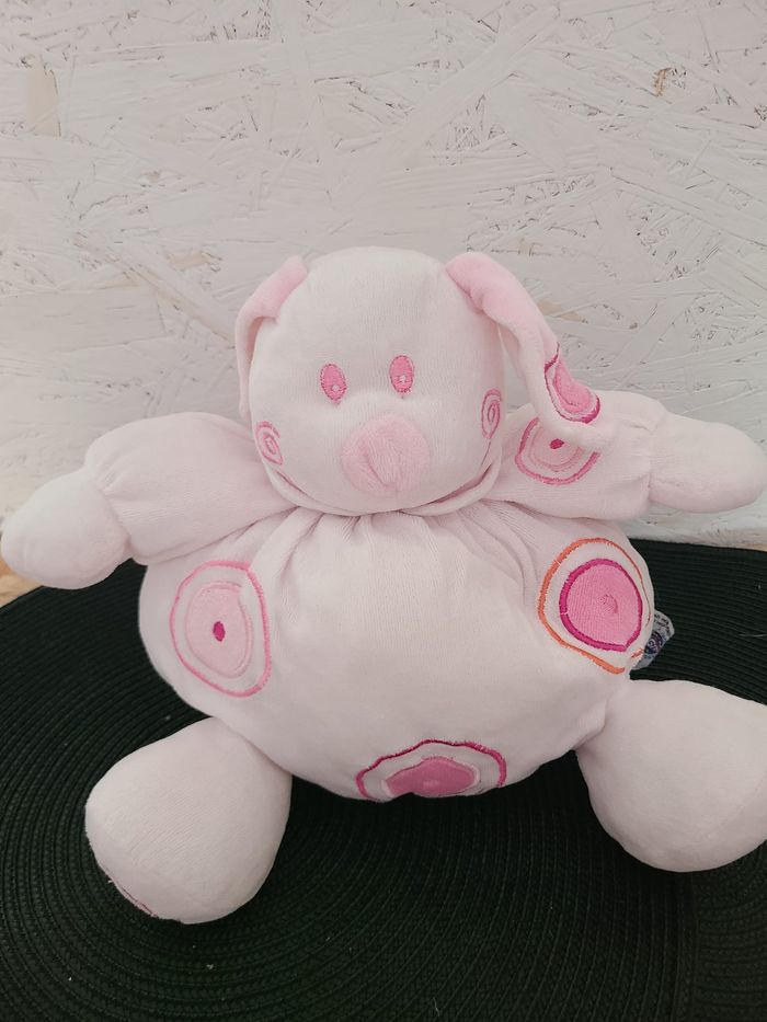 Doudou Boule Lapin Chien Rose Fuchsia Ronds Grelot MGM