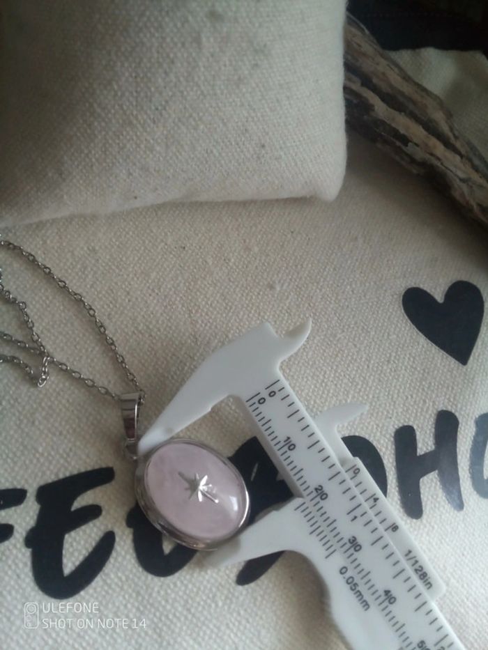 Collier quartz rose étoile du Nord argentée - photo numéro 2