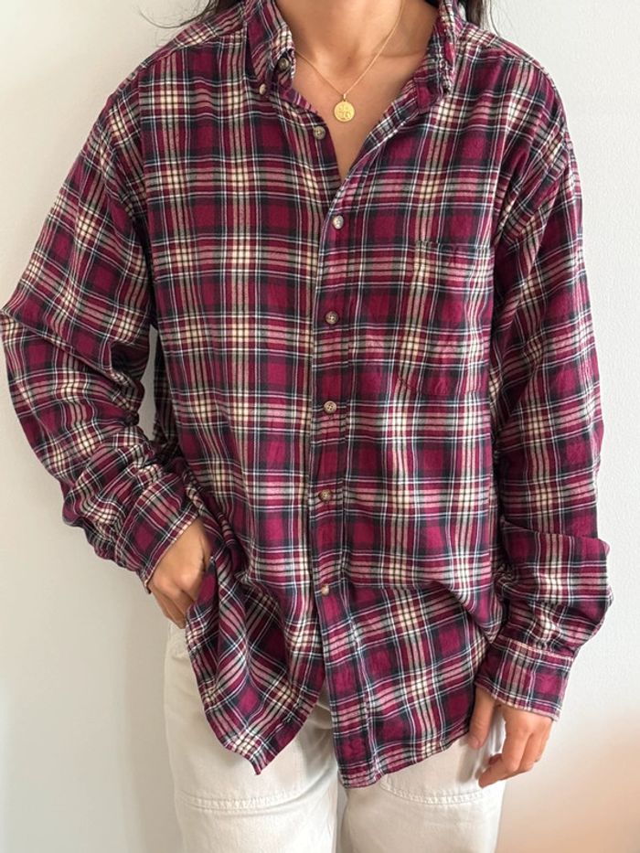 Chemise / Surchemise Croft & Barrow taille XL coton / flanelle couleur bordeaux beige & gris