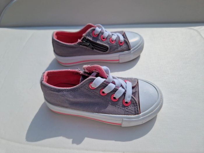 💞 Tennis en toile grise et rose 💞 - photo numéro 7