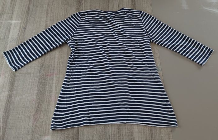 ⚓ T-shirt marinière bleu marine à rayures blanches – Kiabi – Taille XL – Femme - photo numéro 3