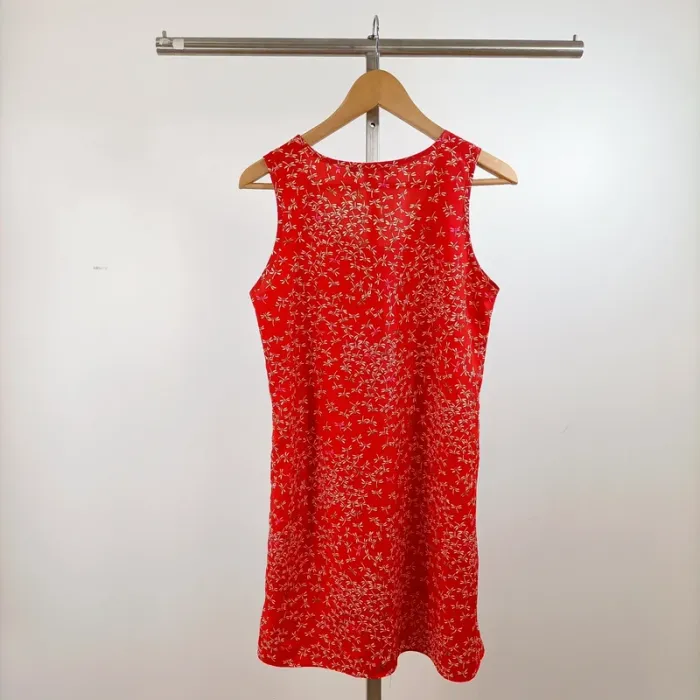 Robe rouge Monoprix AutreTon imprimé libellules sans manches T38 A1445 - photo numéro 6