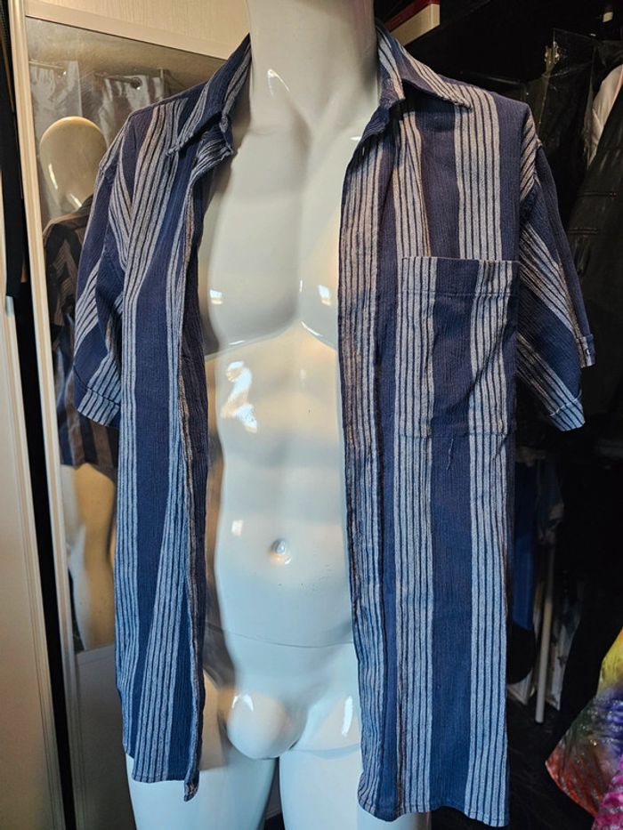 Chemise manche courte bleu Rayure - photo numéro 2