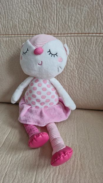 Peluche chat rose orchestra