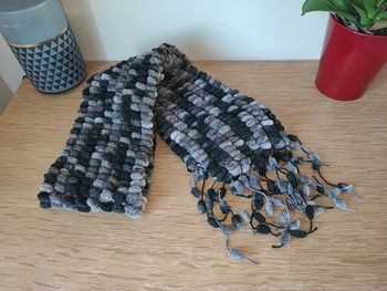 🌺 Écharpe maille pompon en tricot - Gris 🌺