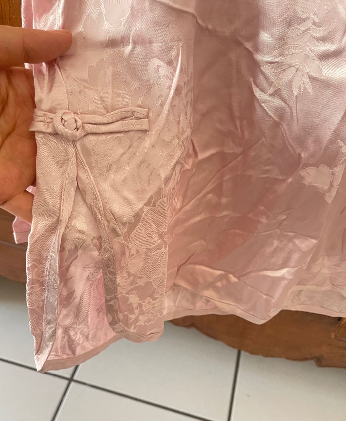 Blouse satin rose claire , manches longues - photo numéro 6