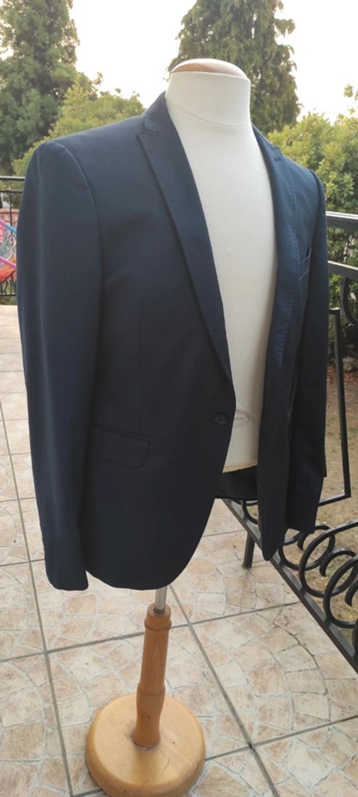 Veste blazer extra slim fit homme Devred bleu marine laine - photo numéro 3