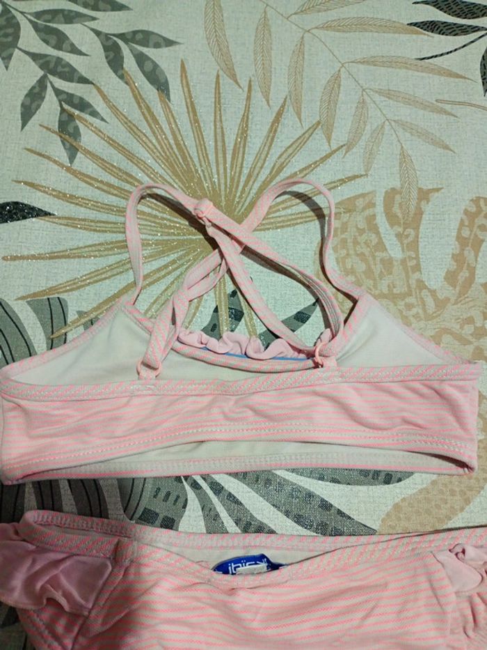 Maillot de bain deux pièces fille rayé et froufrou Okaïdi 8 ans - photo numéro 6