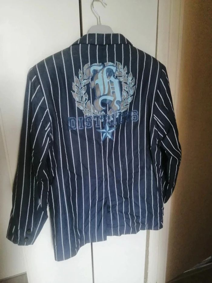 🌸Y2K Veste bleue /blanche style disco Vintage Taille 50 "H. District's" 🌸 - photo numéro 2