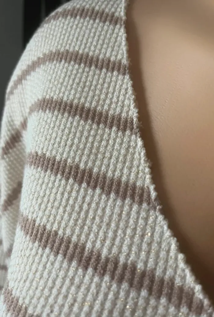 Incontournable Marinière beige camel et lurex doré - photo numéro 3