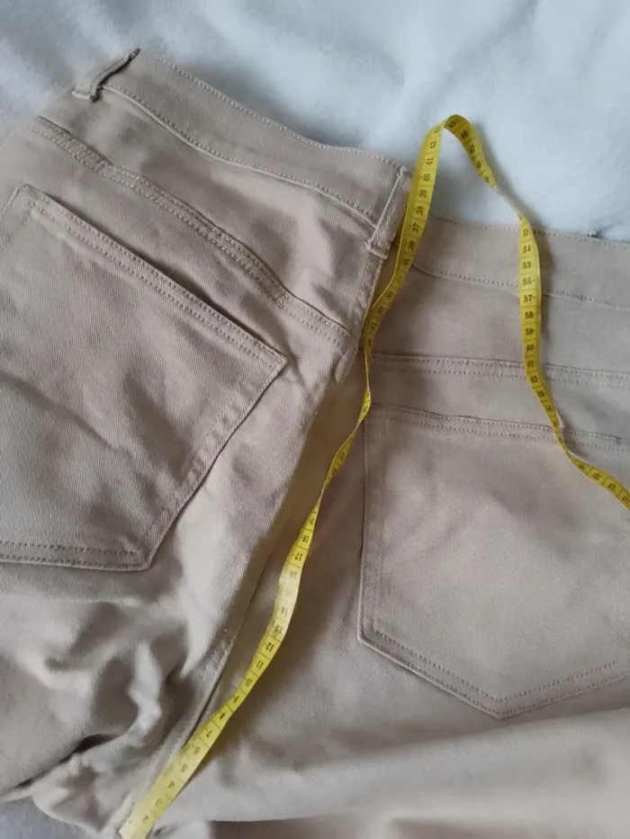 Pantalon jean Large beige taille 44 - photo numéro 8
