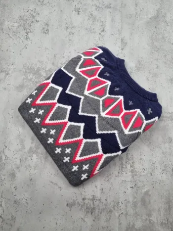 Robe pull grise à motifs géométriques Tommy Hilfiger – Taille XS Femme (mesures en photos)