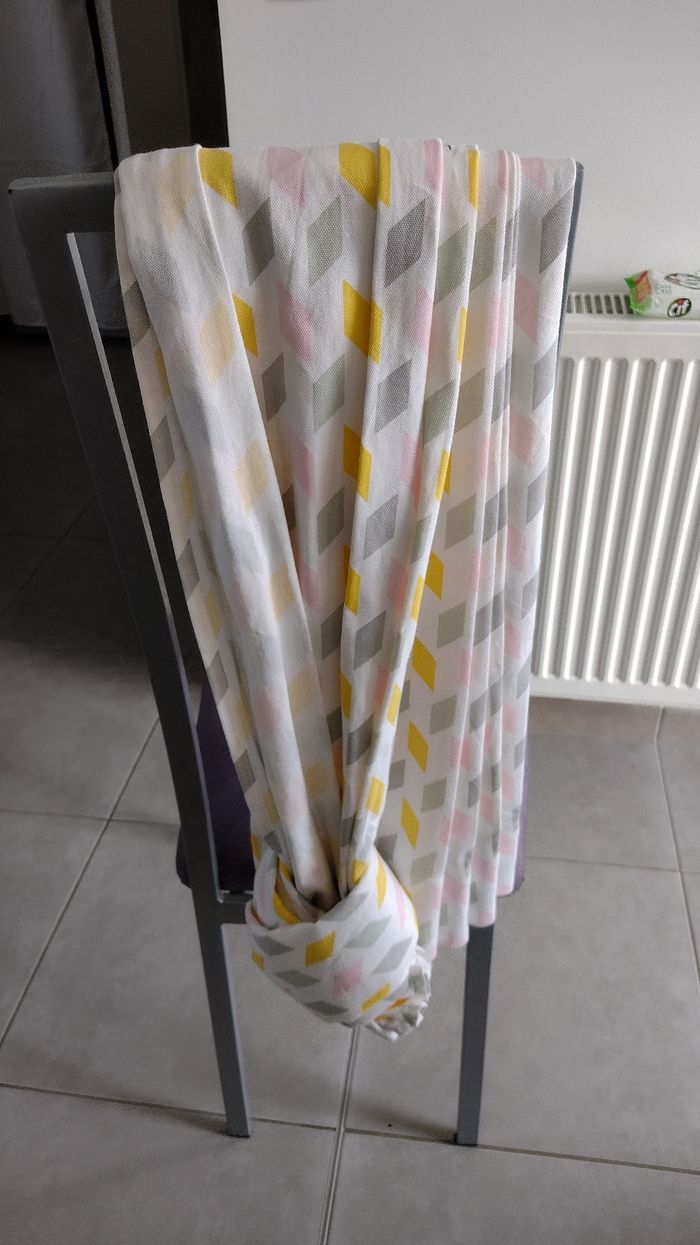 Rideau opaque blanc gris rose et jaune - photo numéro 2