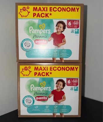 2 cartons de couches pampers harmonie pants taille 6