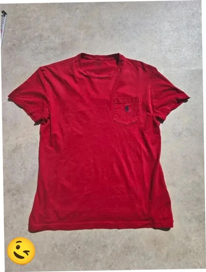 T-shirt Ralph Lauren XS coupe col rond Rouge Homme Men tee39 - photo numéro 3