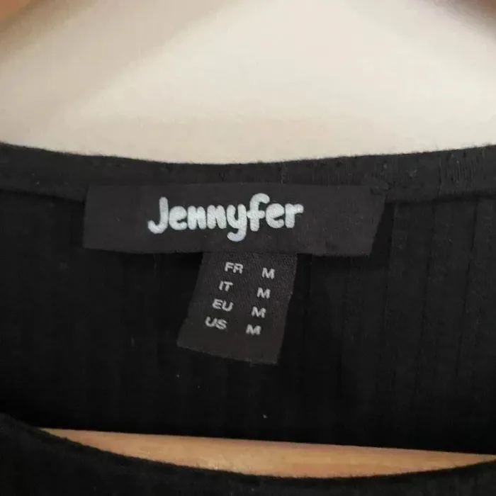 t-shirt Jennyfer T.M manches ajourées, maille côtelée stretch, col rond, coupe près du corps V036 - photo numéro 8