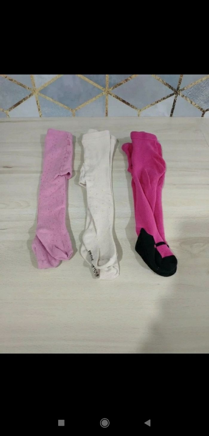 Lot de 3 collants roses 6/12 mois