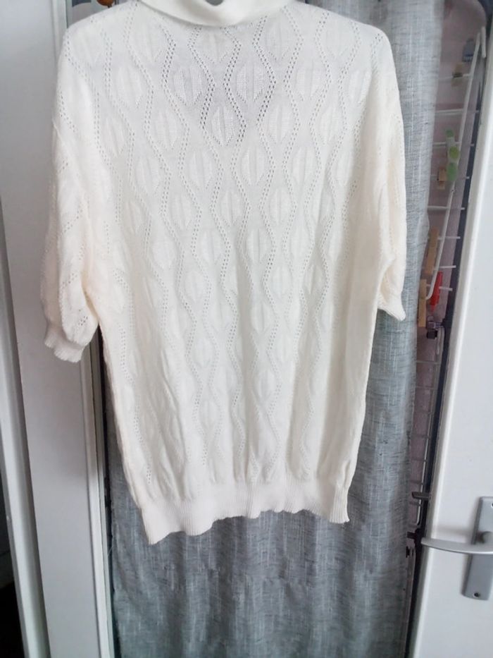 Pull coloris ivoire manches courtes - photo numéro 2
