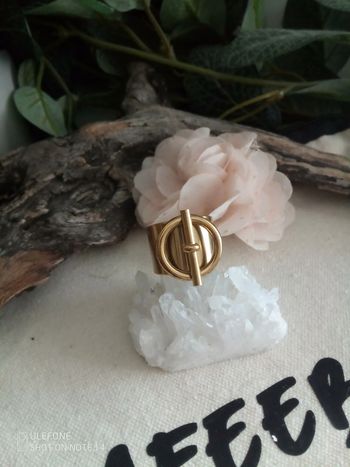 Bague intemporelle acier inoxydable doré